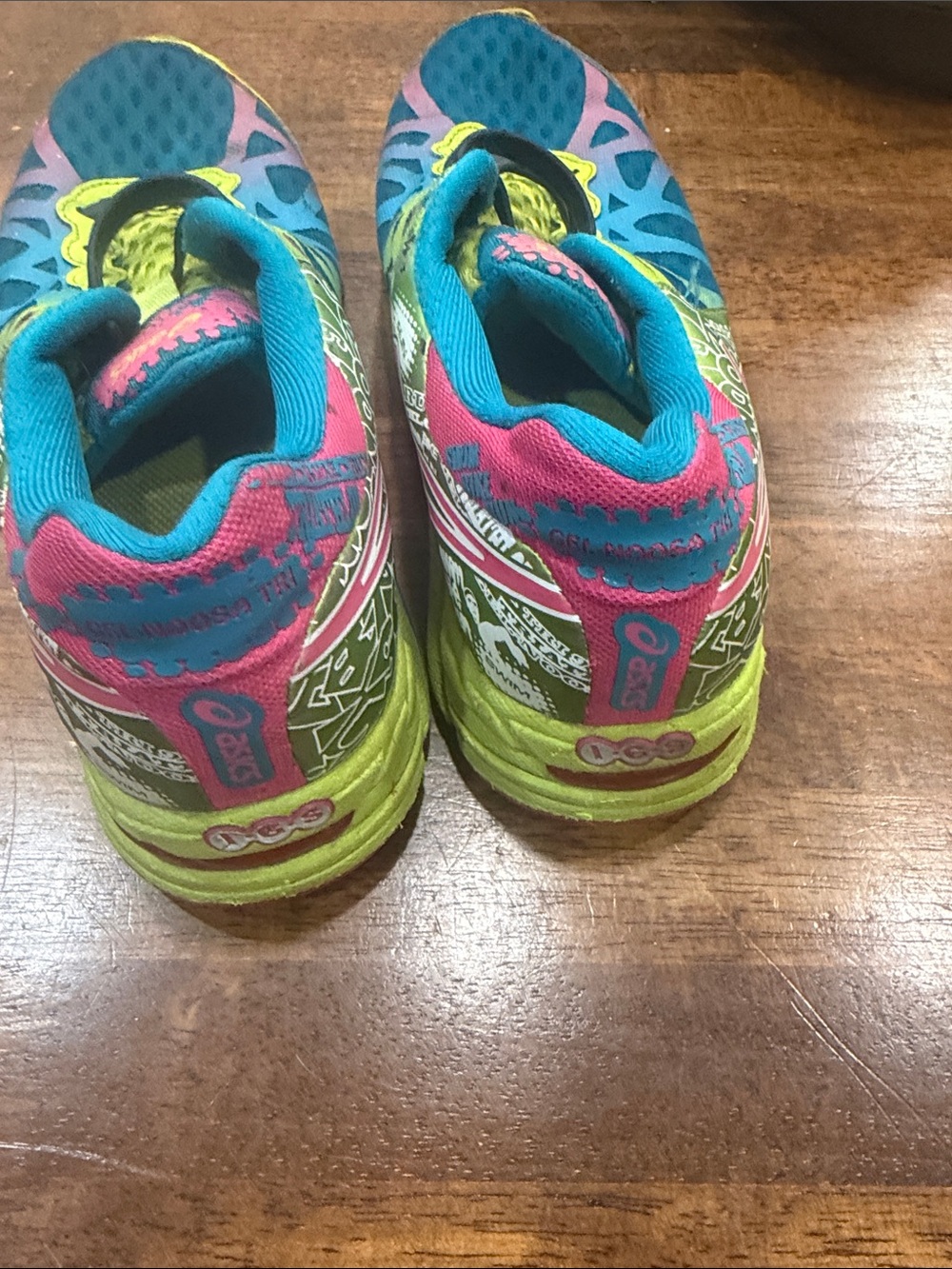 Asics Women's Multicolor Running Shoes - Teal, Neon Yellow & Pink - Picture 4 of 7